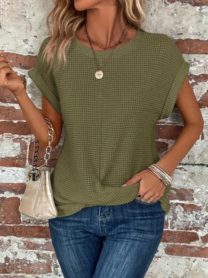 Women's Waffle-Knit Top with Twist-Knot Hem
