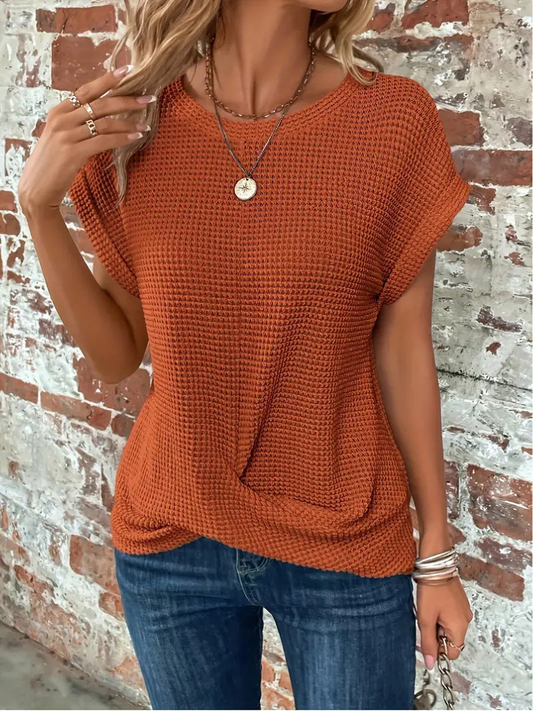 Women's Waffle-Knit Top with Twist-Knot Hem