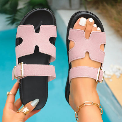 Women's Double-Strap Buckle Platform Sandals