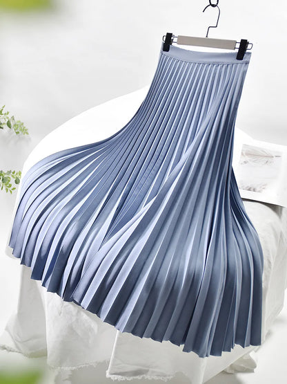 Women's Accordion-Pleated Midi Skirt with Elasticated Waist