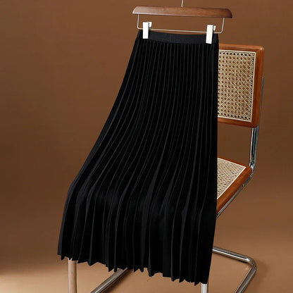 Women's Accordion-Pleated Midi Skirt with Elasticated Waist