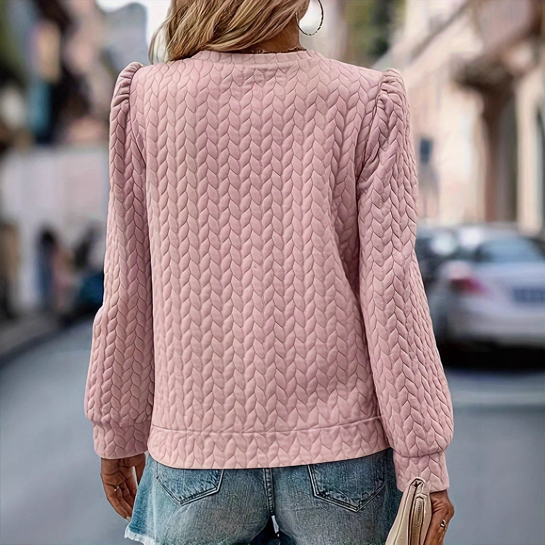 Women's Textured Puff-Sleeve Sweatshirt