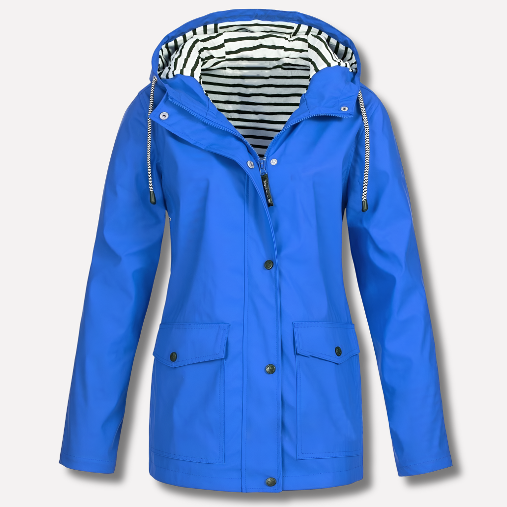 Women's Waterproof Hooded Raincoat with Zip Front