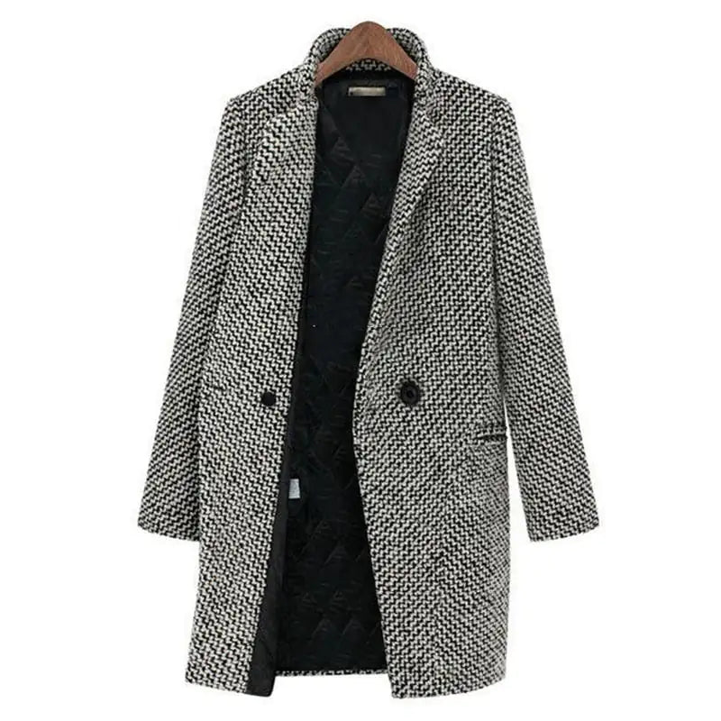 Women's Vintage Houndstooth Pattern Coat