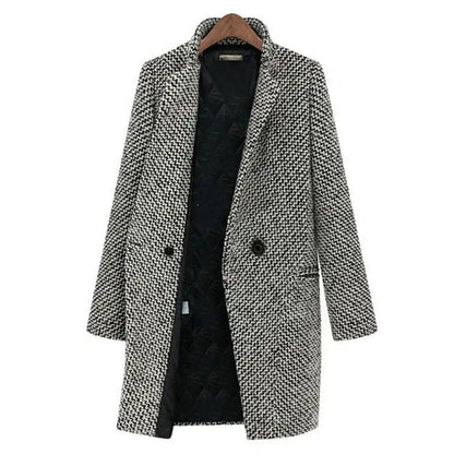 Women's Vintage Houndstooth Pattern Coat
