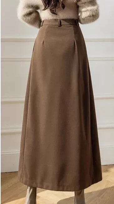 Women's High-Waisted Pleated A-Line Midi Skirt