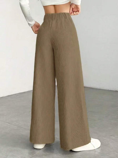 Women's Fine-Cord Wide-Leg Trousers with Flap Pockets