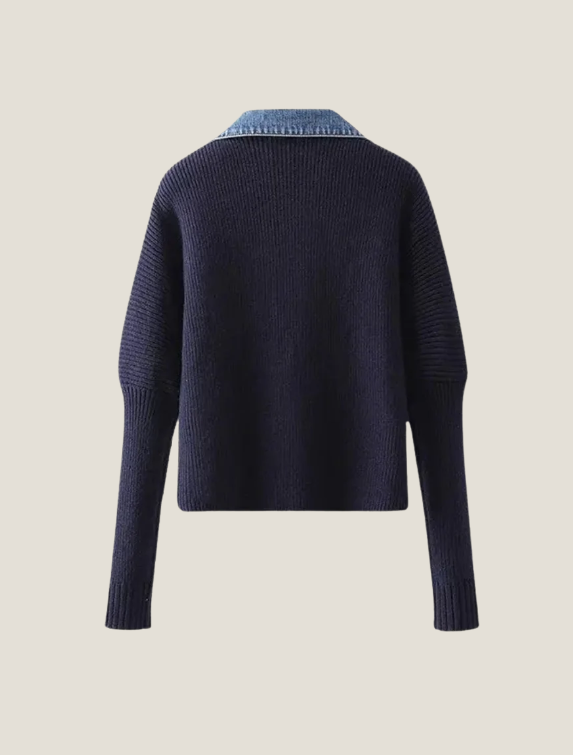 Women's Collared Contrast Knit Button Cardigan