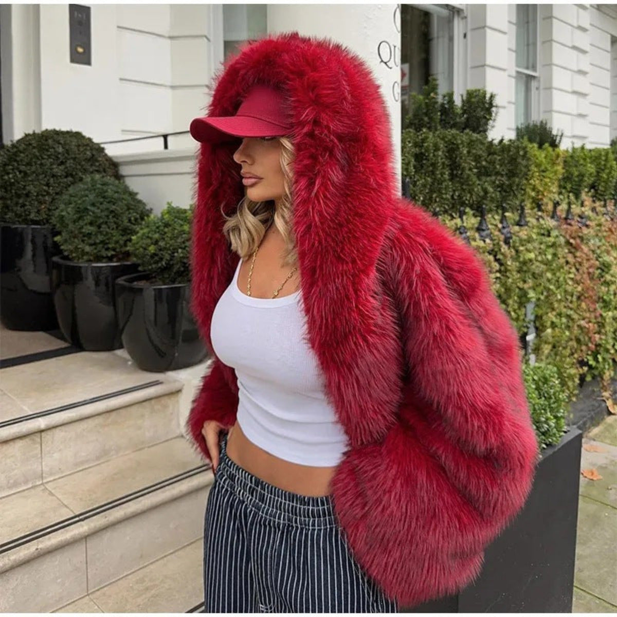 Women's Oversized Hooded Faux Fur Coat