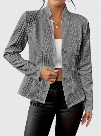 Women's Textured Stand-Collar Tailored Jacket