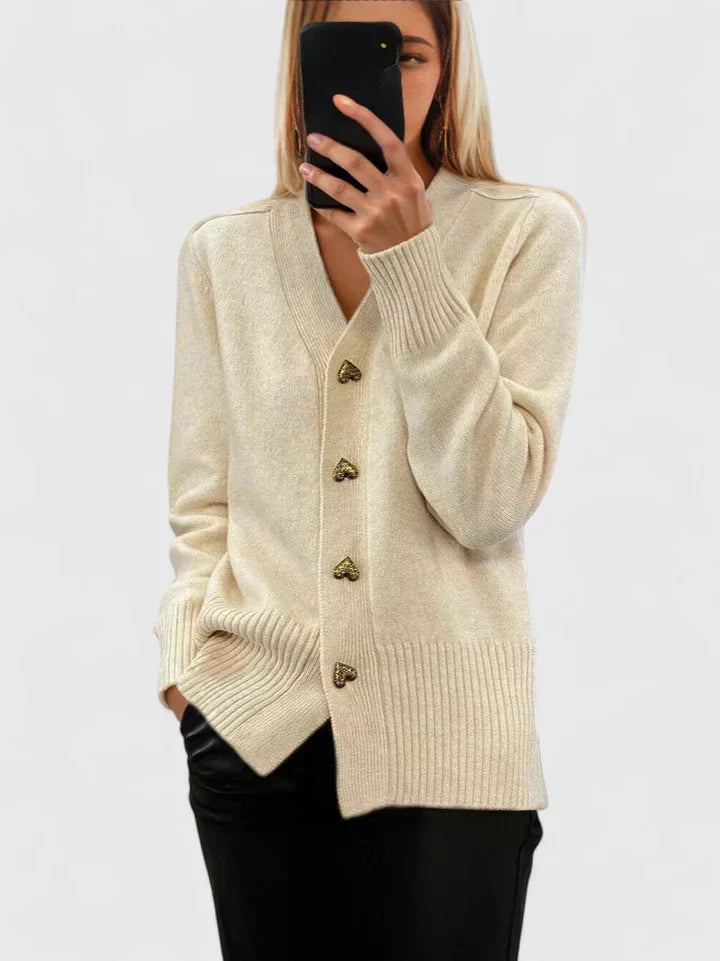 Women's Heart Button Classic Cardigan