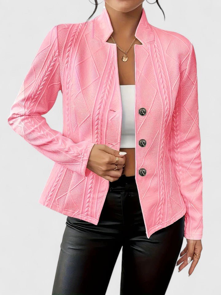 Women's Textured Stand-Collar Tailored Jacket