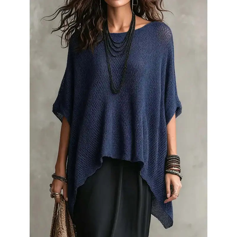 Women's Oversized Batwing Knit Poncho Top