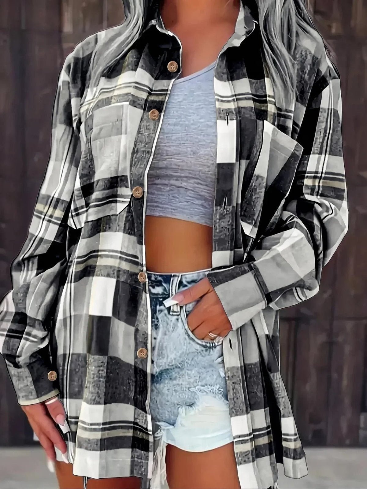 Women's Oversized Check Flannel Shacket