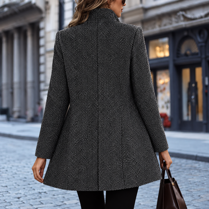 Women's Open-Front Herringbone Textured Coat