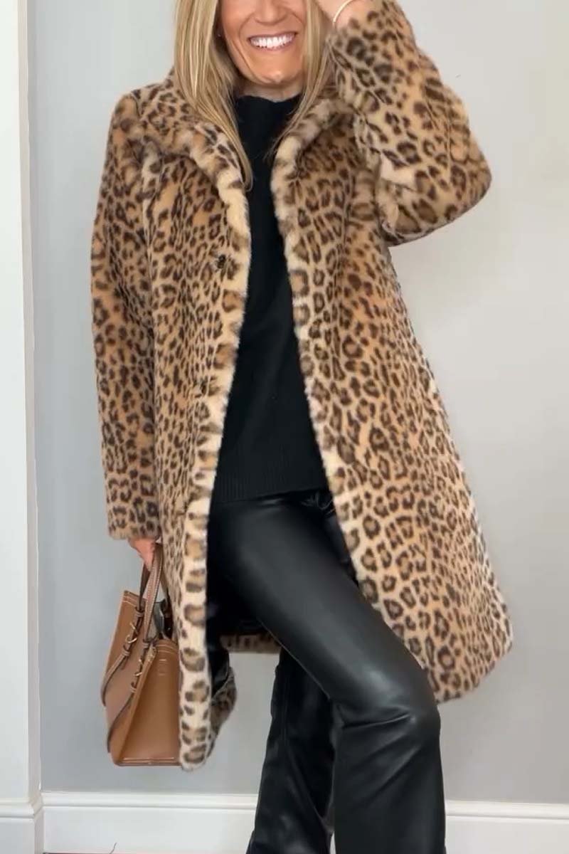 Women's Leopard Print Longline Winter Coat