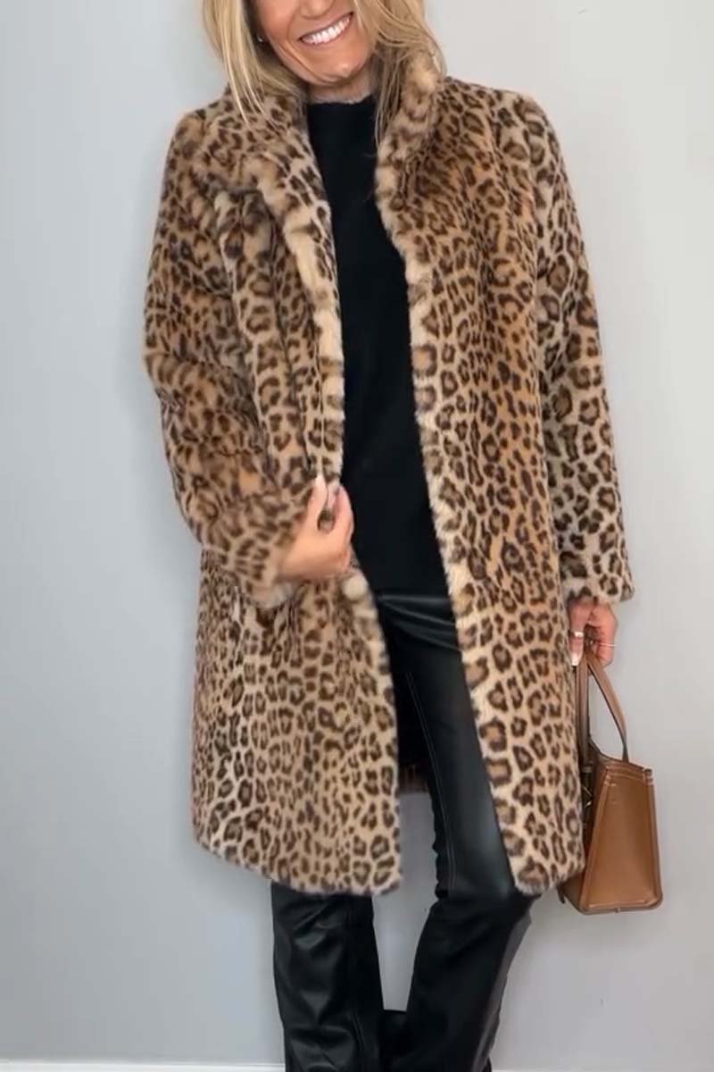 Women's Leopard Print Longline Winter Coat