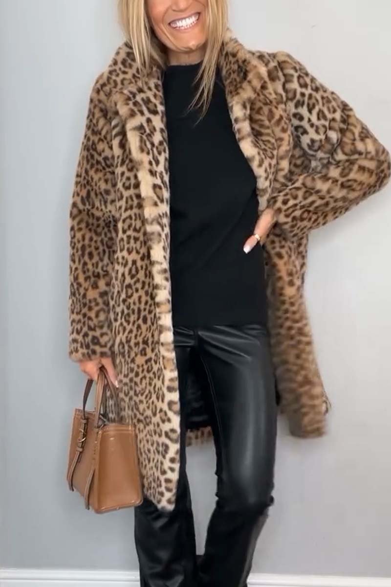 Women's Leopard Print Longline Winter Coat