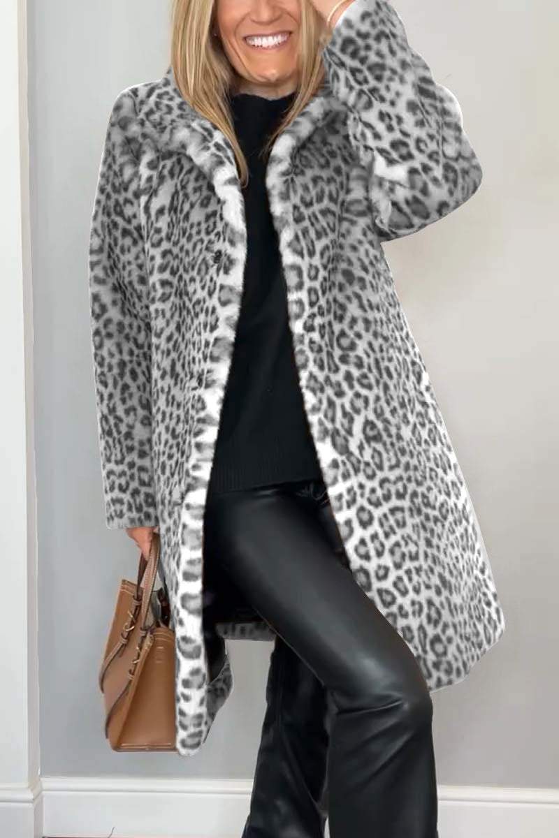 Women's Leopard Print Longline Winter Coat