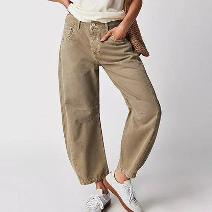 Women's Mid-Rise Barrel-Leg Jeans