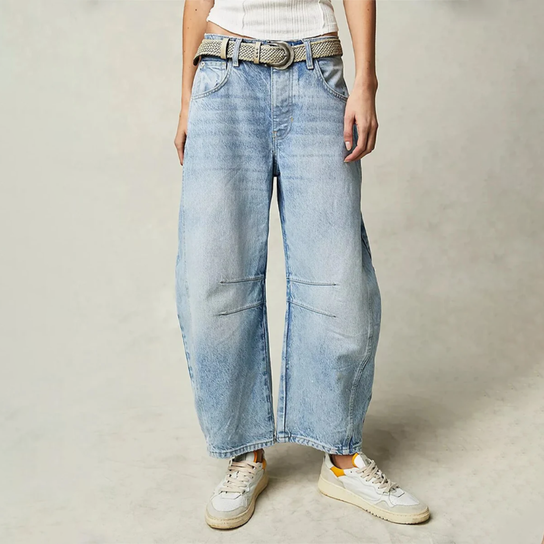 Women's Mid-Rise Barrel-Leg Jeans