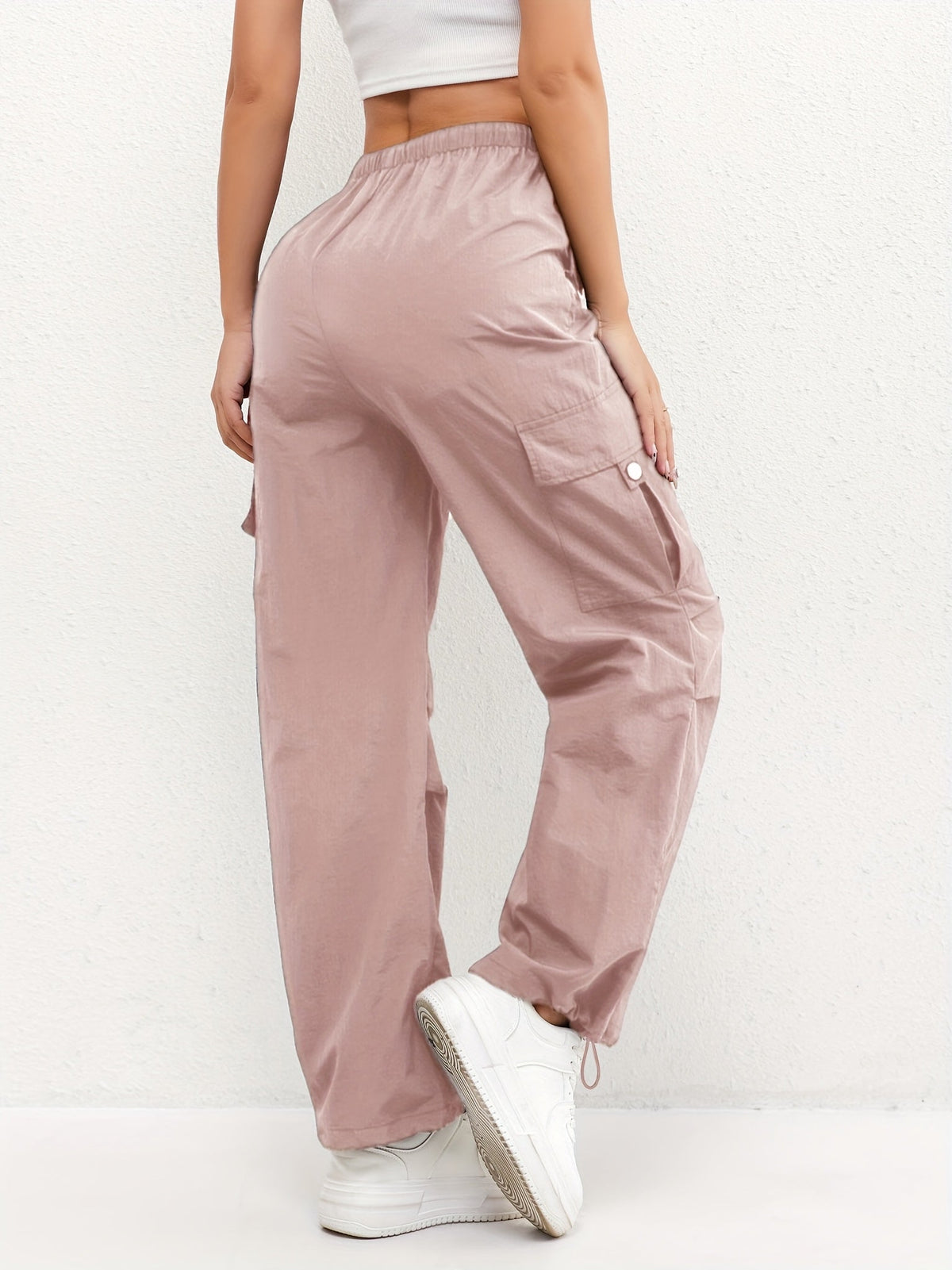 Women's Relaxed Cargo Trousers with Drawstring Hem