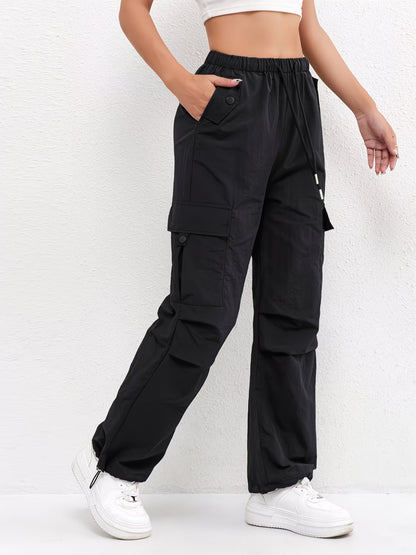 Women's Relaxed Cargo Trousers with Drawstring Hem