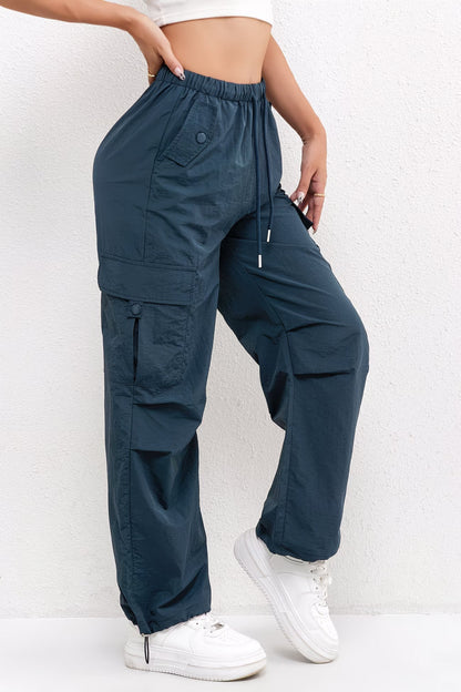 Women's Relaxed Cargo Trousers with Drawstring Hem
