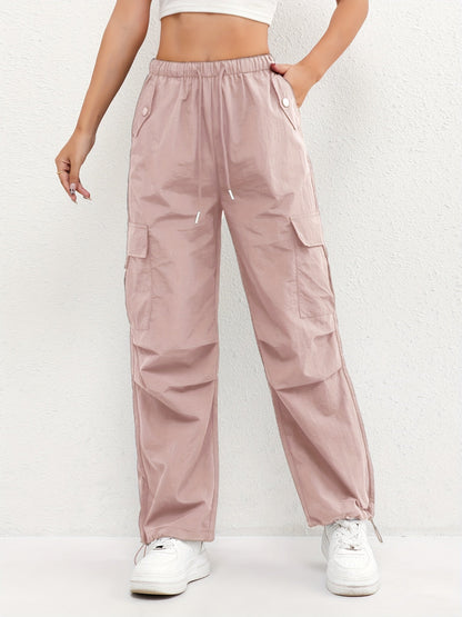Women's Relaxed Cargo Trousers with Drawstring Hem