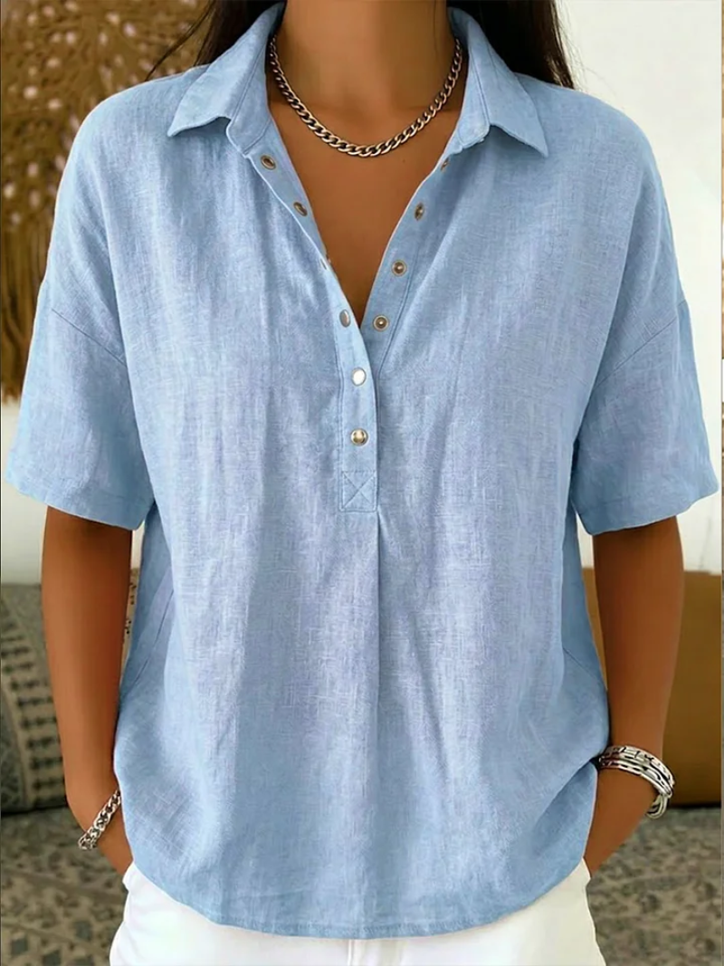 Women's Linen-Look Shirt with Snap Buttons