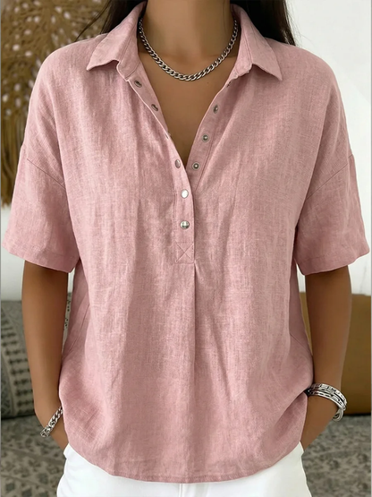 Women's Linen-Look Shirt with Snap Buttons