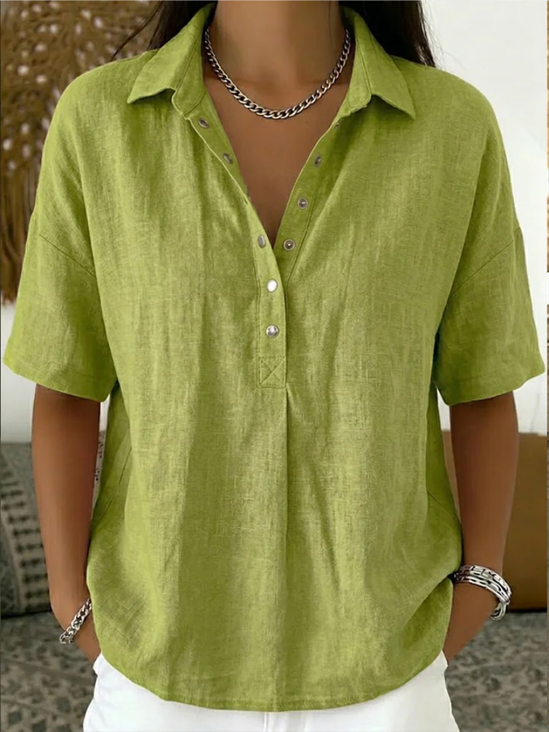 Women's Linen-Look Shirt with Snap Buttons
