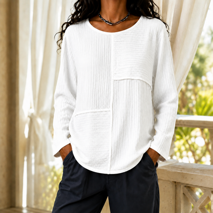 Women's Mixed-Texture Long-Sleeve Top