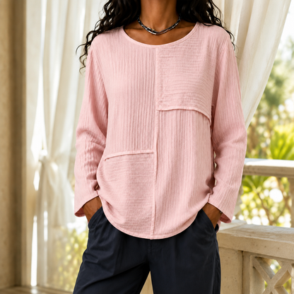 Women's Mixed-Texture Long-Sleeve Top