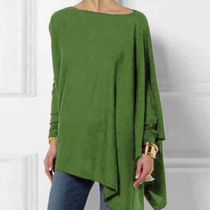 Women's Asymmetric Draped-Hem Long-Sleeve Top