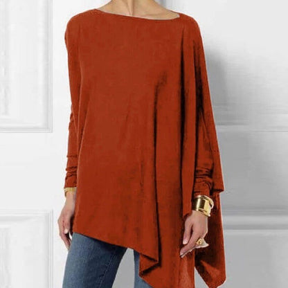 Women's Asymmetric Draped-Hem Long-Sleeve Top