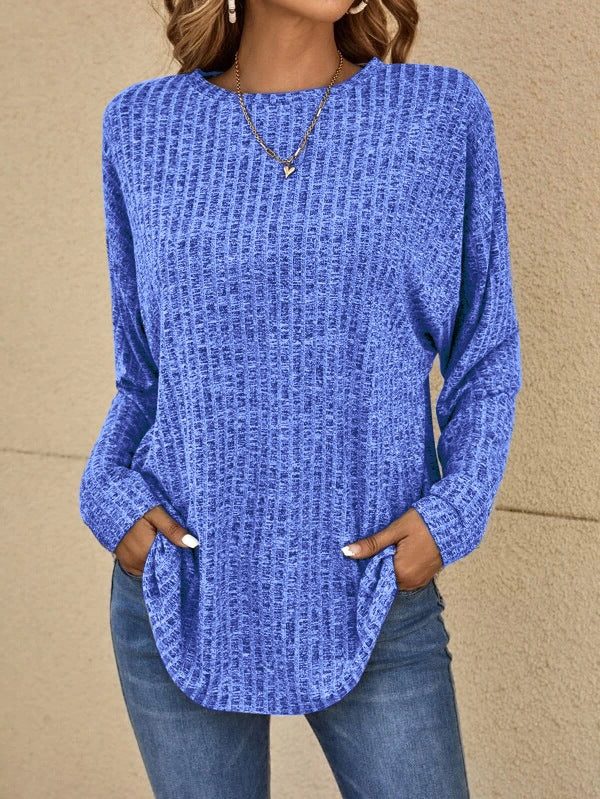 Women's Relaxed Waffle-Knit Top with Curved Hem