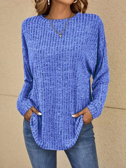 Women's Relaxed Waffle-Knit Top with Curved Hem