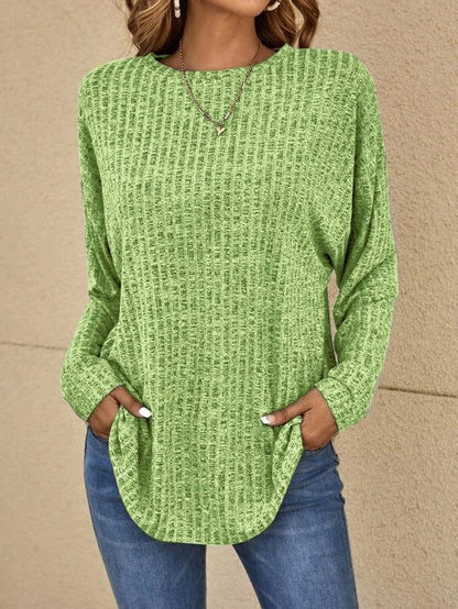 Women's Relaxed Waffle-Knit Top with Curved Hem