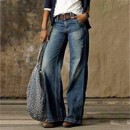 Women's Vintage-Wash Wide-Leg Jeans