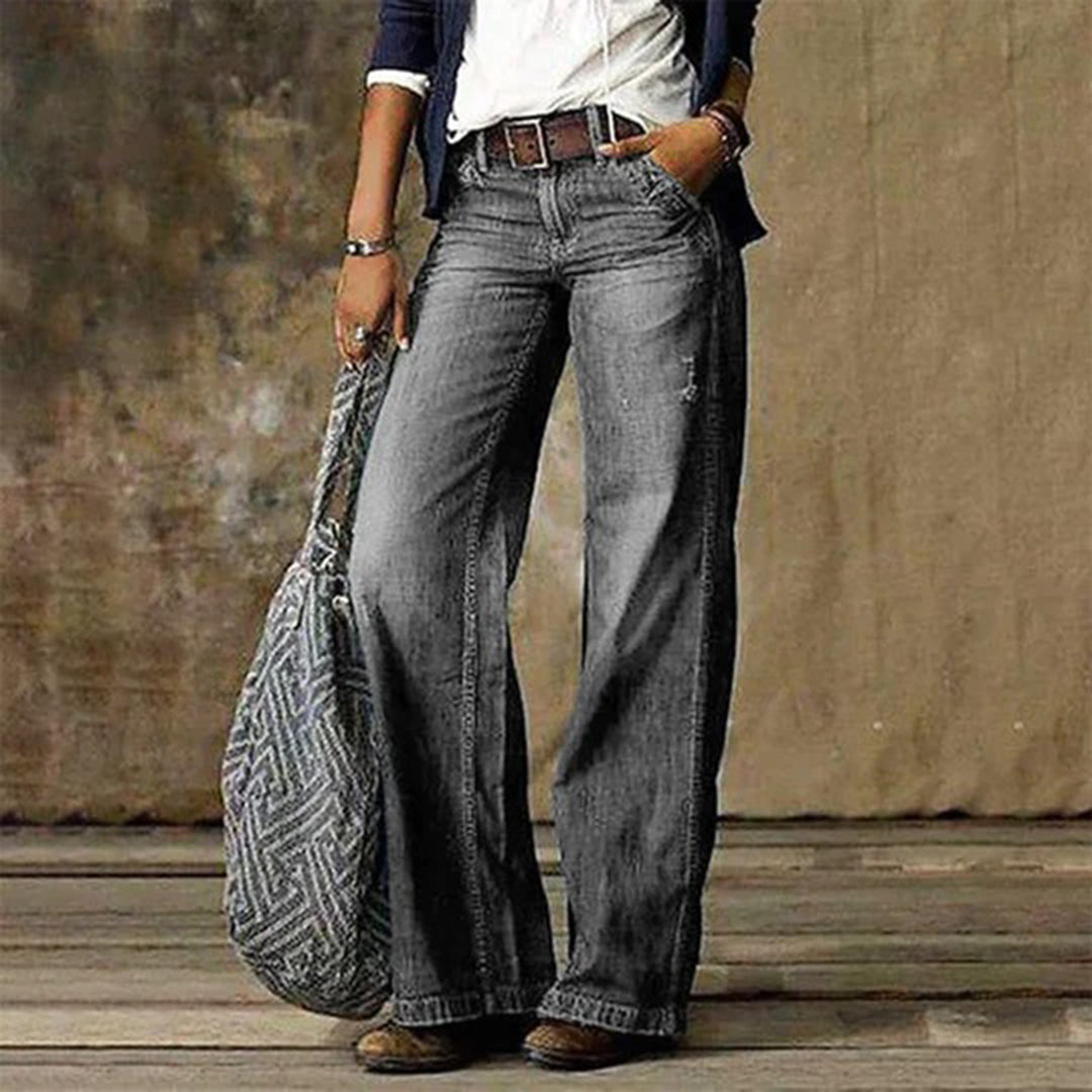 Women's Vintage-Wash Wide-Leg Jeans