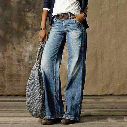 Women's Vintage-Wash Wide-Leg Jeans