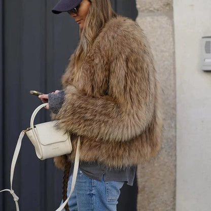 Women's Oversized Plush Faux Fur Coat