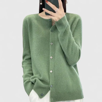 Women's Round-Neck Button-Up Cardigan