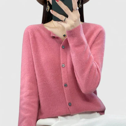 Women's Round-Neck Button-Up Cardigan
