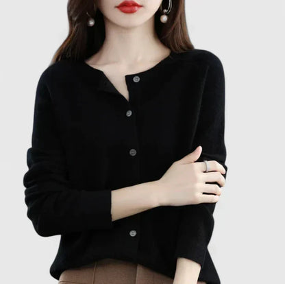 Women's Round-Neck Button-Up Cardigan