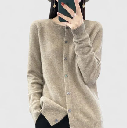 Women's Round-Neck Button-Up Cardigan