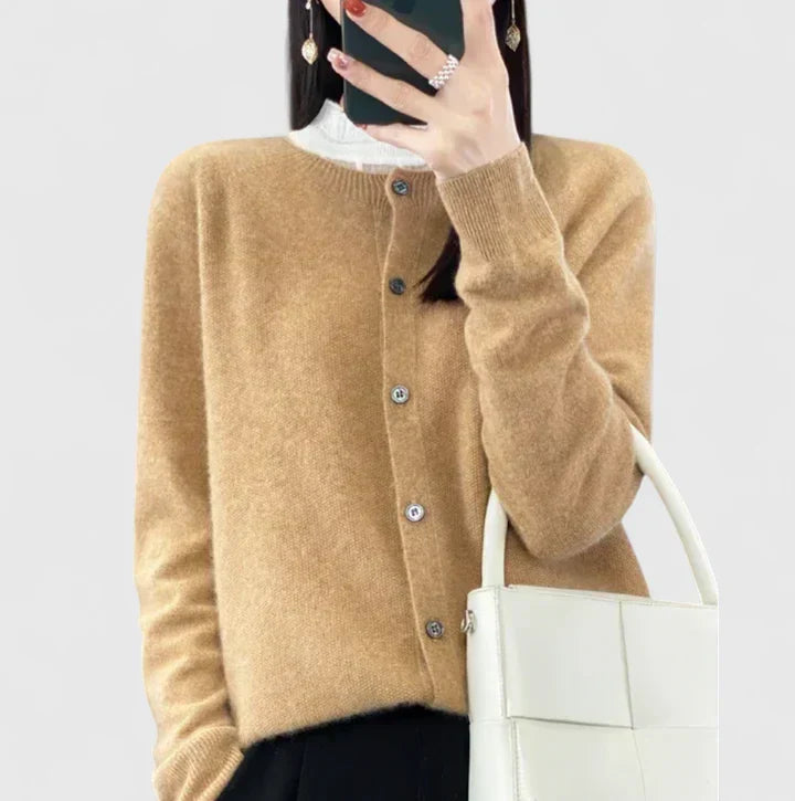 Women's Round-Neck Button-Up Cardigan