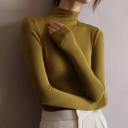 Women's Slim-Fit Mock-Neck Layering Top