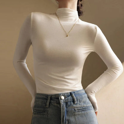 Women's Slim-Fit Mock-Neck Layering Top